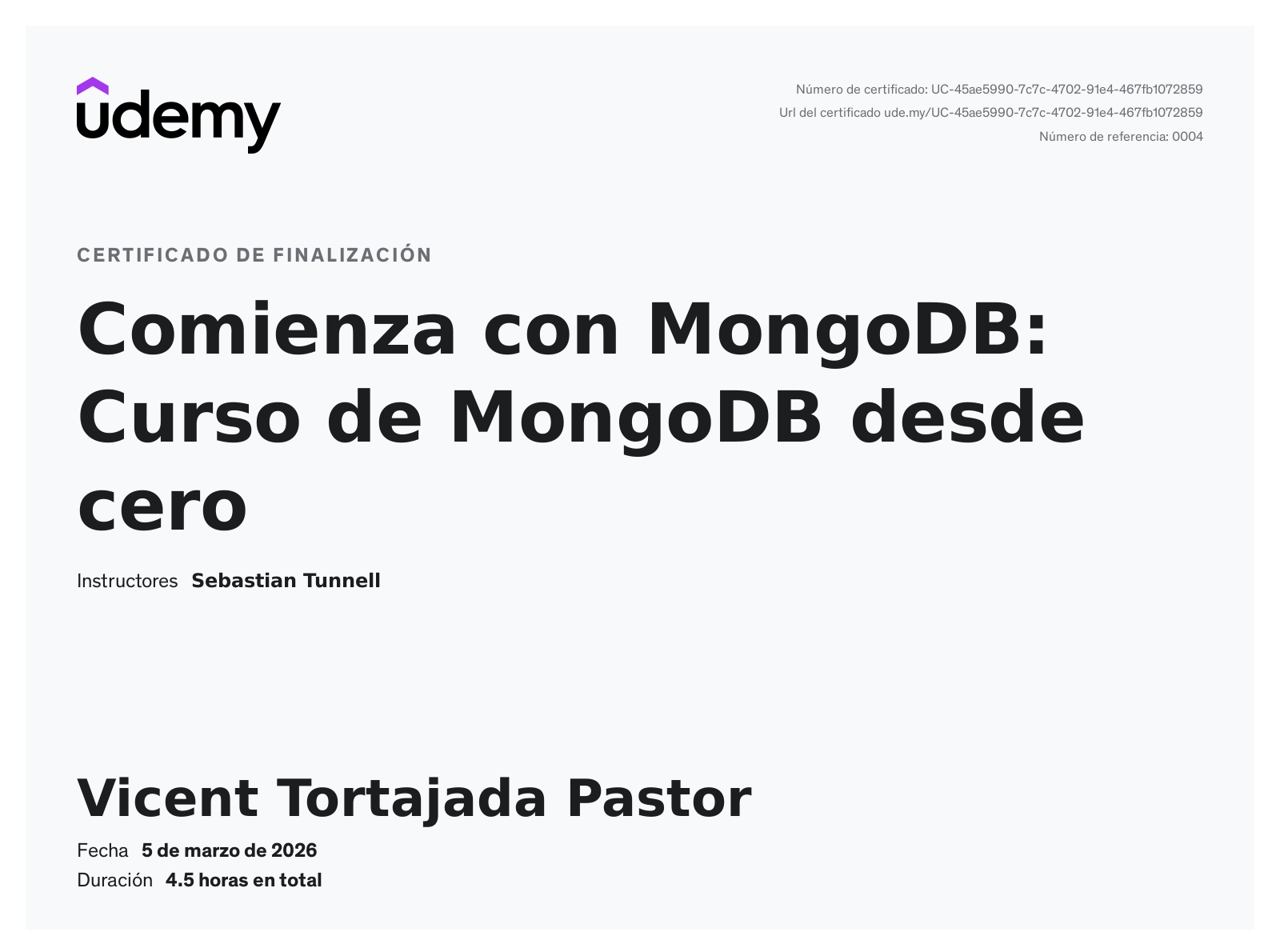 Imagen de Comienza con MongoDB: Curso de MongoDB desde cero